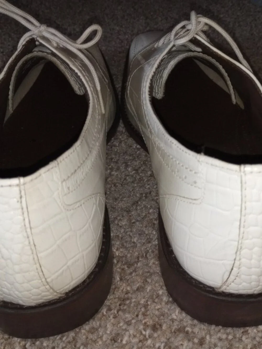 STACY ADAMS es11875 Men`s Shoes size 14M Looks like Crocodile white